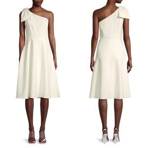 Gal Meets Glam Ivory Yvonne One Shoulder Bow Fit & Flare Dress